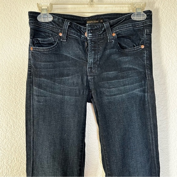 Genetic Denim Dark Wash, Distressed, Flare Jeans - Picture 1 of 10